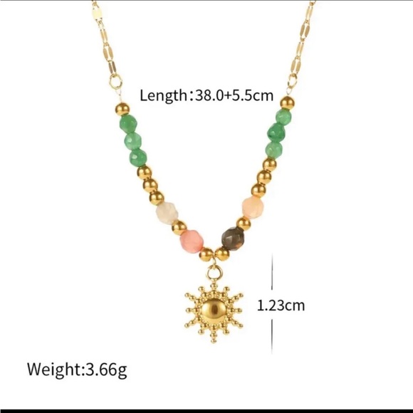 NWT natural stone Stainless steel ball pendant Necklace - Picture 8 of 16